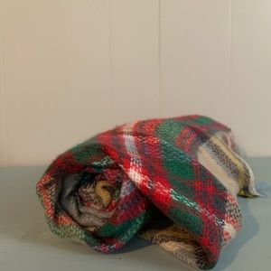 Multi coloured plaid blanket scarf
